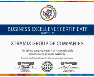 World Biz Award - Business Excellence Certificate for Xtramix Group