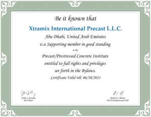 PCI Certificate for Xtramix Precast